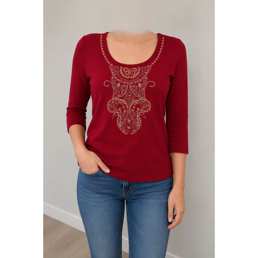 Reba Women's Red Long Sleeve Blouse Size XL – Classic Dress Top